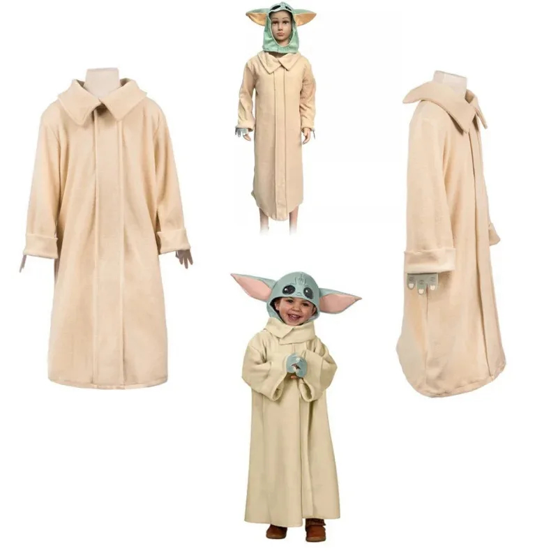 Baby Yoda Clothing - ABC1232025 ชุดคอสเพลย์เอเลี่ยนใหม่ หมวกโยดา ชุดฮาโลวีน เสื้อคลุมแมนดาลอเรียน เสื้อคลุมเด็ก