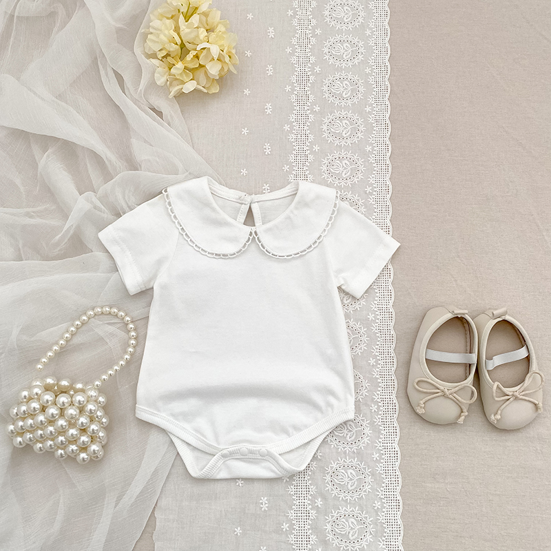 Bamboo Bodysuit Baby - 0-24M ฤดูร้อนทารกแรกเกิดเด็กทารกเด็กหญิงตุ๊กตาสีทึบ Rompers เด็กทารกเด็กหญิงแขนสั้น Rompers เสื้อผ้าทารกสีขาว