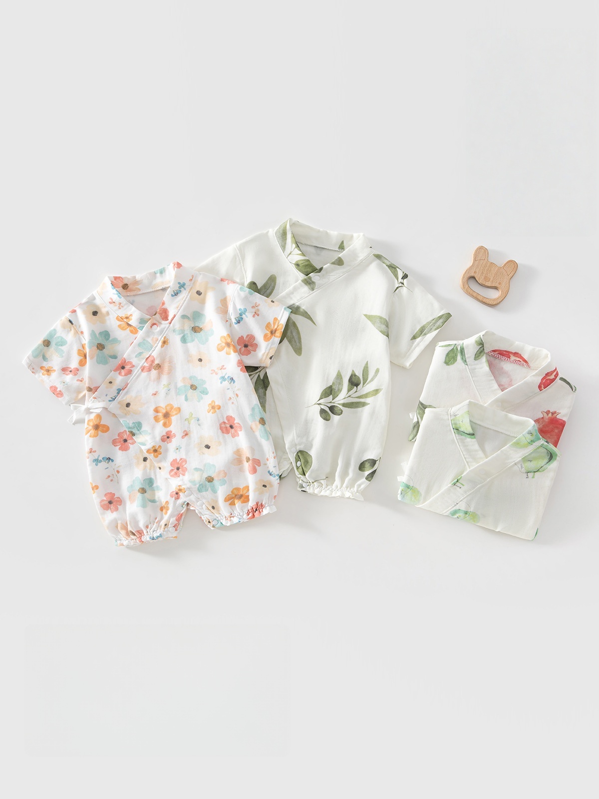 Bamboo Bodysuit Baby - 0-2Y ชุดบอดี้สูทเด็กแรกเกิดสำหรับฤดูร้อนเด็กชายหญิงลายดอกไม้แขนสั้นชุดรอมเปอร์นุ่มระบายอากาศได้ดีเสื้อผ้าทุกวัน