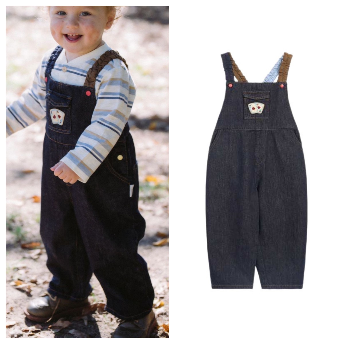 Baby Overall Denim - ชุดเอี๊ยมเด็ก 2026 ฤดูใบไม้ผลิ ชุดจั๊มสูทปักลายสำหรับเด็กชายและเด็กหญิง ชุดเอี๊ยมยีนส์เด็ก