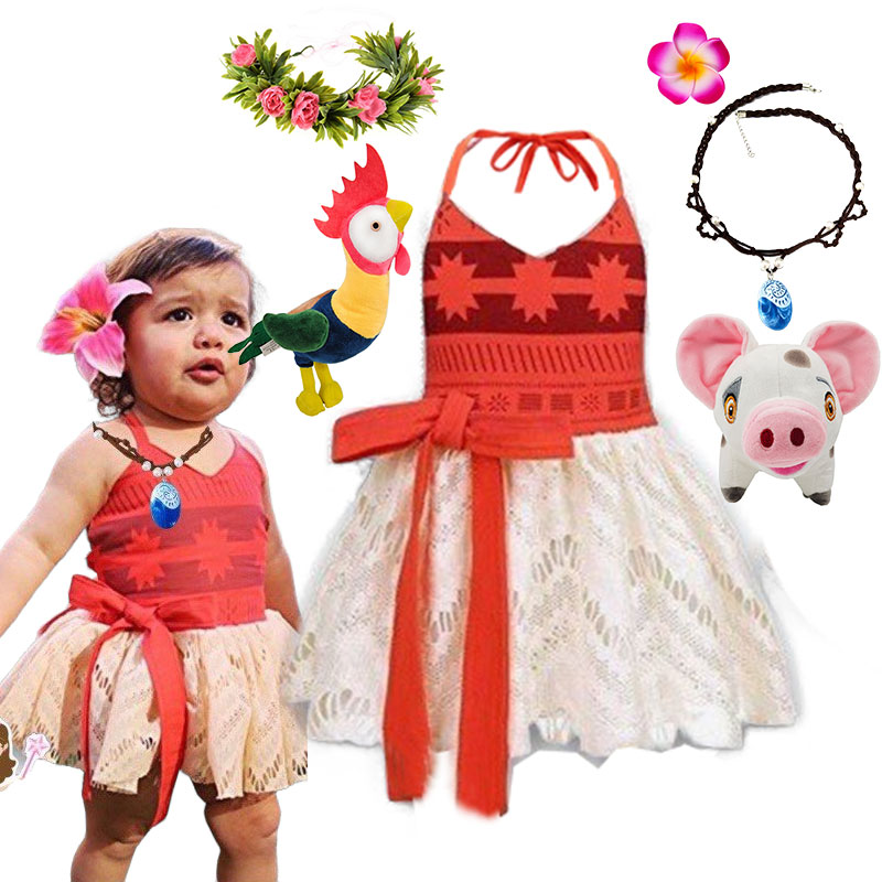 Baby Clothing Hawaii - 2026 ชุดเดรสเด็กผู้หญิงโมอาน่า ฮาลเตอร์ชุดเจ้าหญิงเสื้อผ้าฤดูร้อนฮาวายเด็กวัยหัดเดินไวอาน่ามินิเดรสน่ารัก 1-6Y