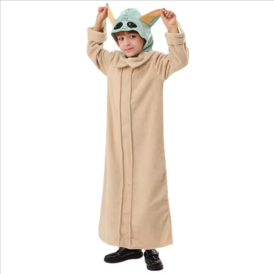 Baby Yoda Clothing - ชุดคอสเพลย์เอเลี่ยนน่ารัก หมวกโยดา ชุดฮาโลวีน เสื้อคลุมแมนดาลอเรียน สำหรับเด็กชายและเด็กหญิง ชุดปลอมตัวตลกๆ