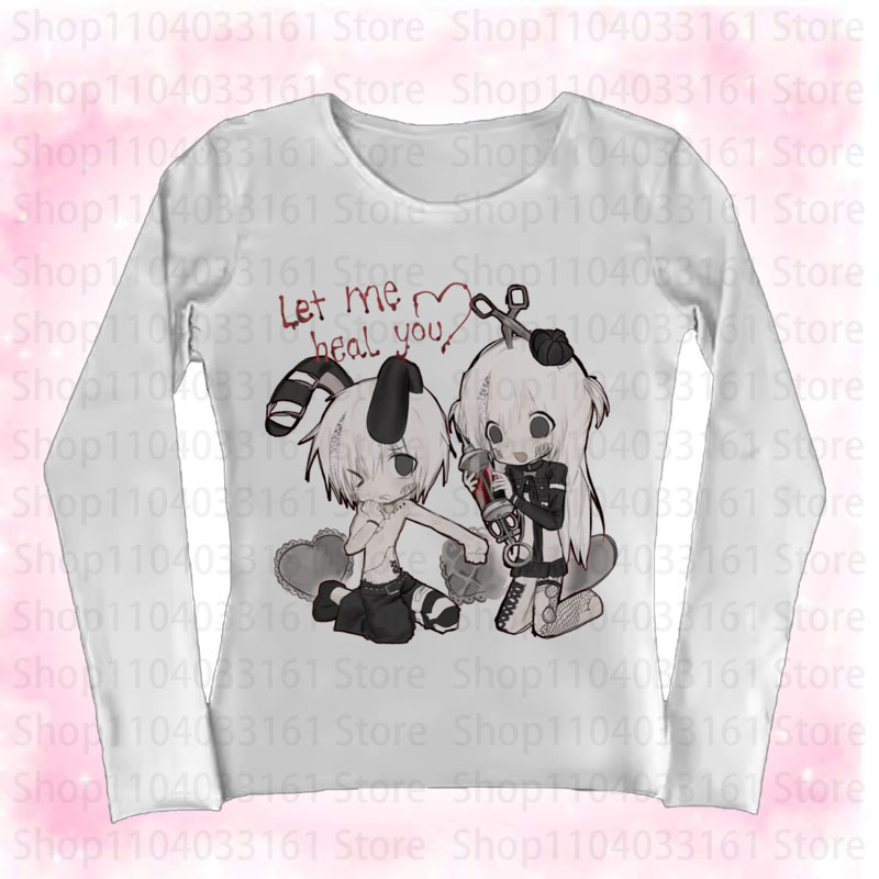 Baby Y2K Clothing - เสื้อยืดลายการ์ตูนอนิเมะสไตล์ Y2k เสื้อยืดโกธิคสำหรับสาวๆ เสื้อยืดลายคิตตี้สไตล์ Y2k เสื้อยืดผู้หญิง