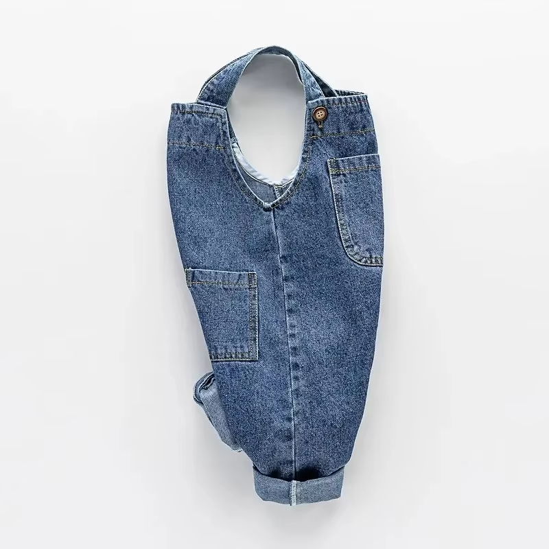 Baby Overall Denim - ชุดเอี๊ยมเดนิมลำลองสำหรับเด็ก ฤดูใบไม้ผลิและฤดูใบไม้ร่วง แบบหลวมใส่ได้ทั้งเด็กชายและเด็กหญิง ผลิตจากผ้าเดนิมเนื้อนุ่มสำหรับเด็กทารก