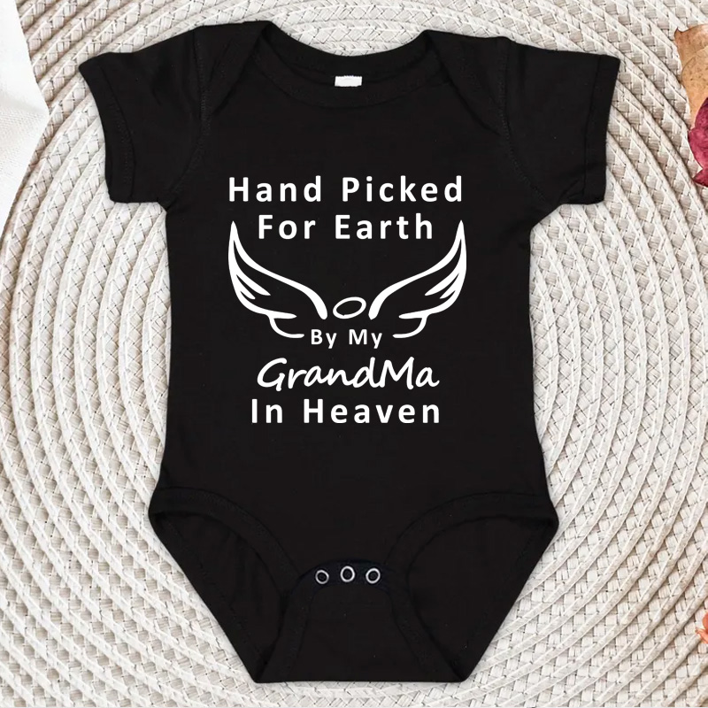 Romper Onesie Baby - Hand Picked for Earth โดยคุณปู่/คุณยายในสวรรค์ของฉัน ชุดบอดี้สูทเด็ก