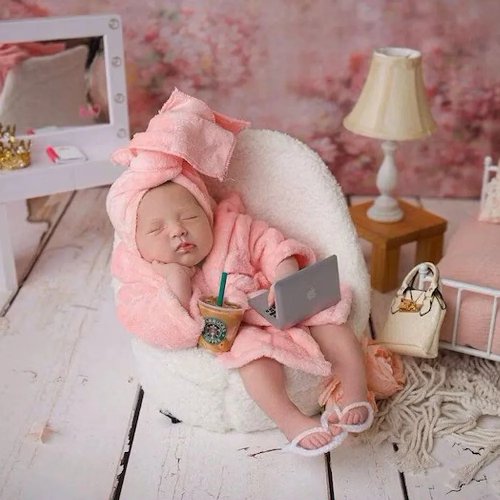 Baby Clothing Newborn - ทารกแรกเกิดการถ่ายภาพ Prop ผ้าพันคอขนแกะนุ่มเสื้อคลุมอาบน้ํารองเท้าแตะ 3 ชิ้น Fotografia