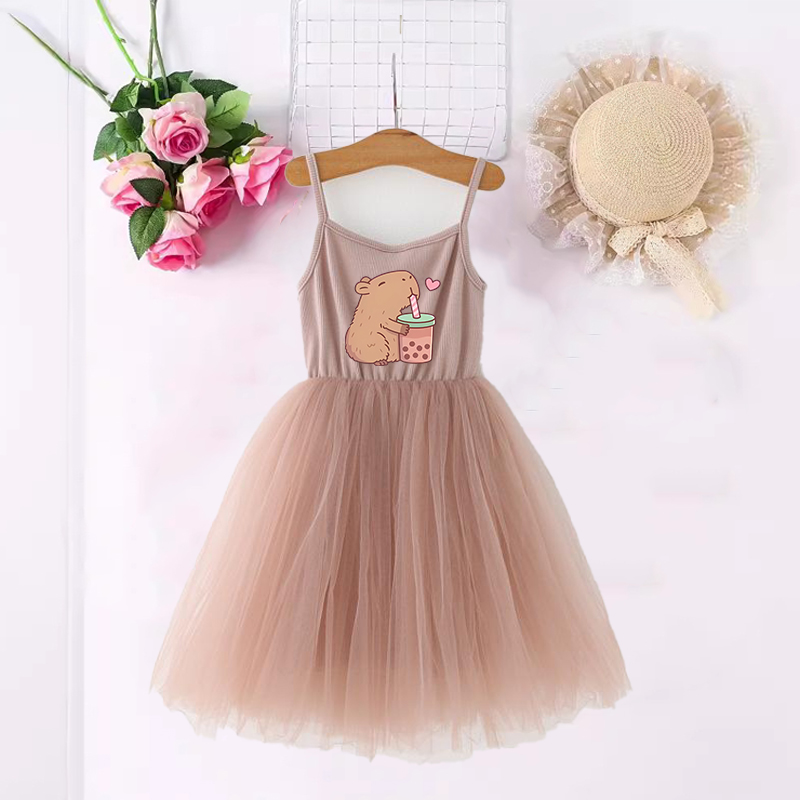 Baby Clothing For Girls - Capybara สาวชุดอะนิเมะพิมพ์เด็กน่ารักแขนสั้นชุดแฟชั่นการ์ตูนฤดูร้อนเด็กเสื้อผ้าเด็กของขวัญวันเกิด