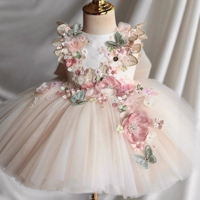 Baby Clothing For Girls - ชุดแต่งงานฤดูร้อนสำหรับเด็กผู้หญิง ชุดเจ้าหญิงลายดอกไม้สำหรับวันเกิดปีแรก ชุดเดรสลายดอกไม้ เสื้อผ้าเด็ก เสื้อผ้าเด็กทารก