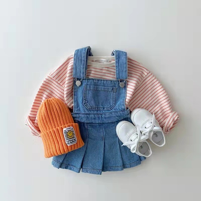 Baby Overall Denim - ชุดเอี๊ยมยีนส์เด็กผู้หญิง Q22013 แฟชั่นเด็กน่ารัก สายรัดแบบเดรสอเนกประสงค์ เสื้อผ้าเด็ก