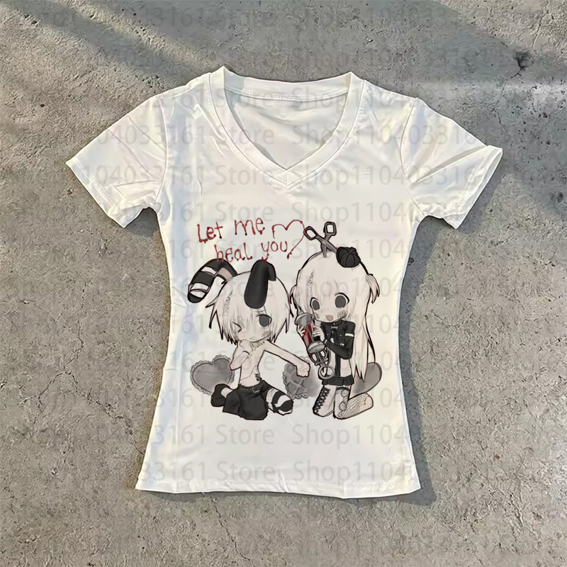 เสื้อยืดลายการ์ตูนอนิเมะสไตล์  - Baby Y2K Clothing บทวิจารณ์และราคา