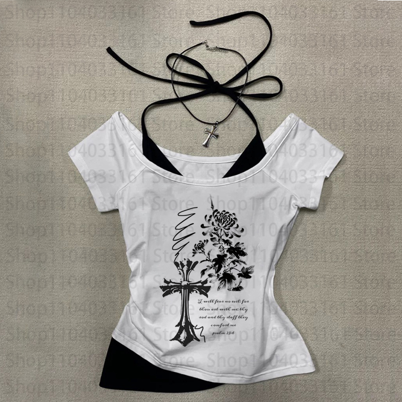 เสื้อยืดสตรีพิมพ์ลายสไตล์วายทู - Baby Y2K Clothing บทวิจารณ์และราคา
