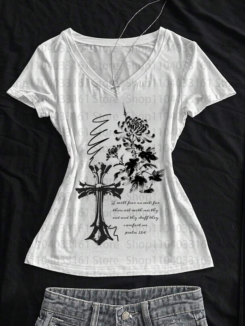เสื้อยืดสตรีพิมพ์ลายสไตล์วายทู - Baby Y2K Clothing บทวิจารณ์และราคา