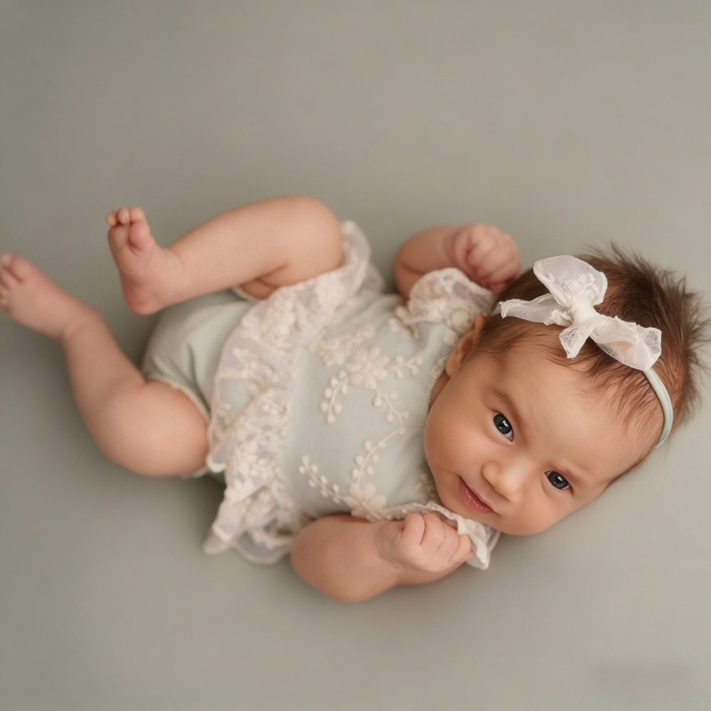 ชุดรอมเปอร์ลูกไม้สีเขียวพาสเทล - Baby Clothing Newborn บทวิจารณ์และราคา