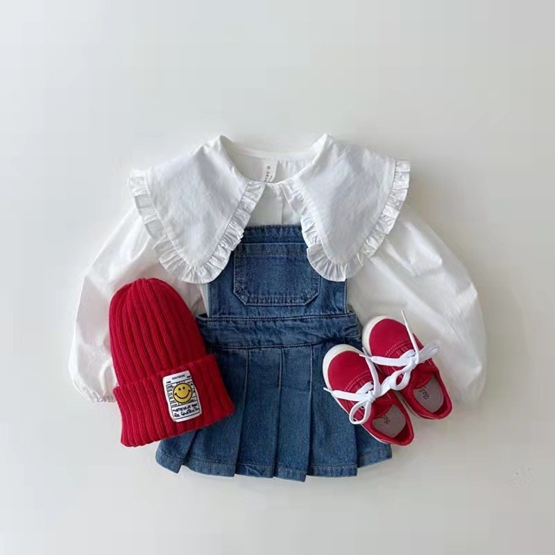 ชุดเอี๊ยมยีนส์เด็กผู้หญิง Q220 - Baby Overall Denim บทวิจารณ์และราคา