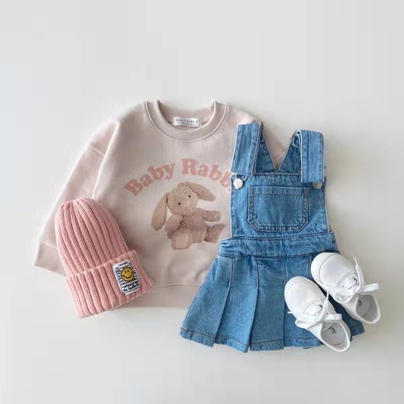 ชุดเอี๊ยมยีนส์เด็กผู้หญิง Q220 - Baby Overall Denim บทวิจารณ์และราคา
