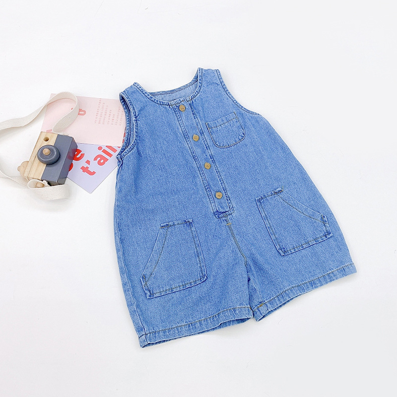 ชุดรอมเปอร์เดนิมแขนกุดสไตล์เกา - Baby Overall Denim บทวิจารณ์และราคา